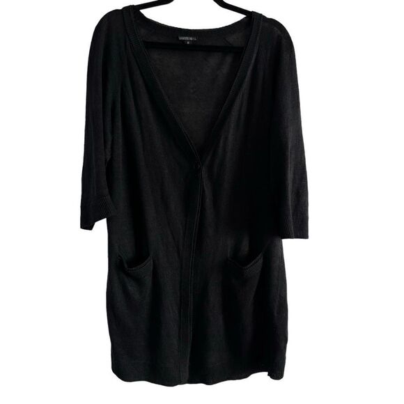 Lafayette 148 New‎ York 100% Linen One Button Cardigan Black Women’s Size M - Picture 1 of 7